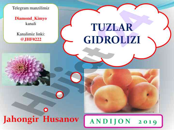 Tuzlar gidrolizi va reaksiyalar tahlili