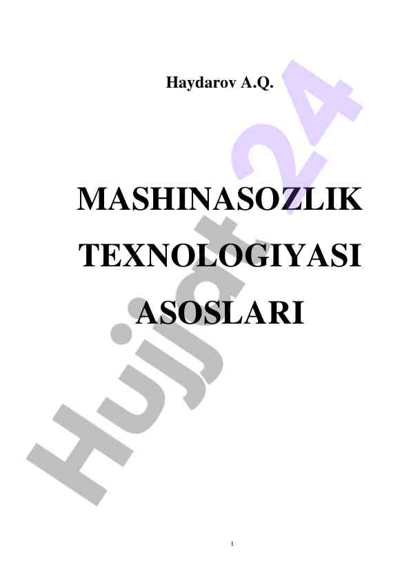 Mashinasozlik texnologiyasi asoslari darsligi