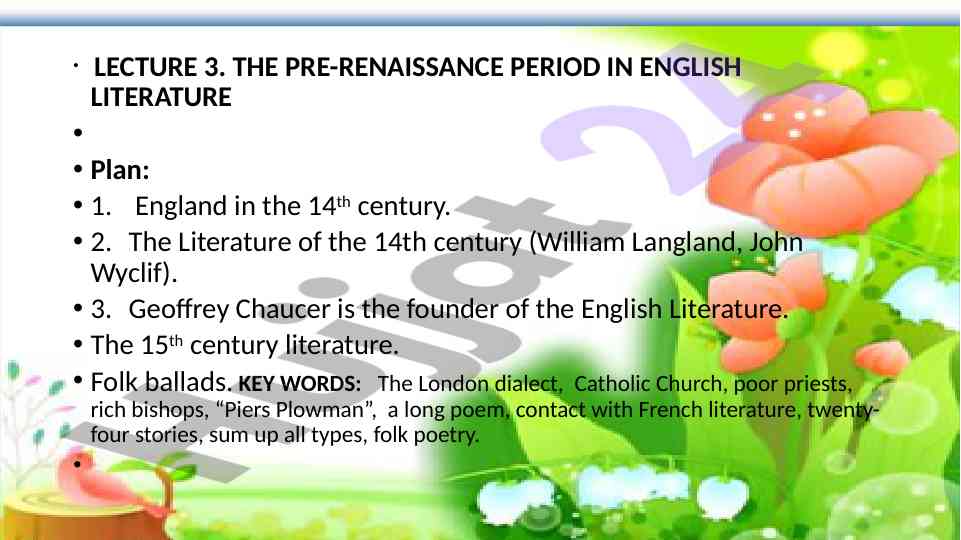 Pre-renaissance period in english literature overview