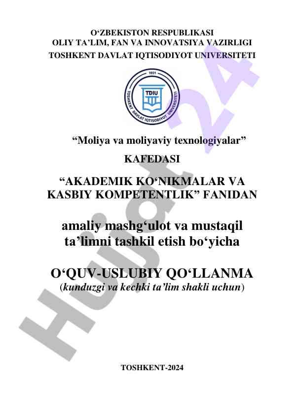 Akademik ko‘nikmalar va kasbiy kompetentlik qo‘llanma