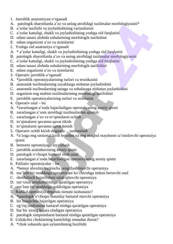 Jarrohlik anatomiyasi va patologik sharoitlar
