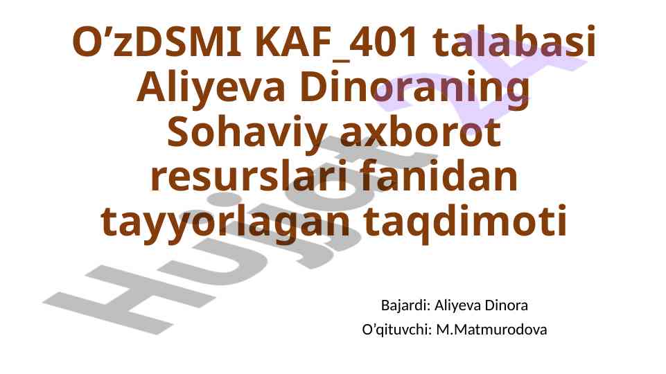 Badiiy adabiyot va adabiyotshunoslik axborot resurslari