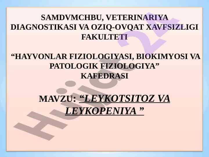 Leykotsitoz va leykopeniya tushunchasi