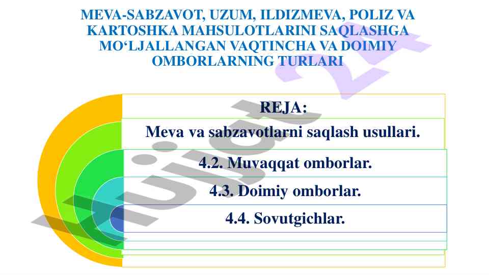 Meva-sabzavotlarni saqlash usullari tahlili