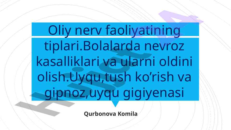 Bolalarda nevroz kasalliklari va ularni oldini olish