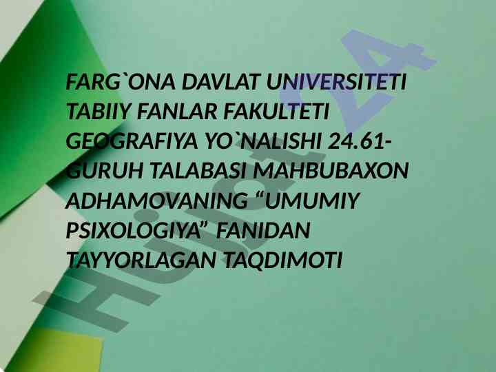 Ong haqida tushuncha va uning xossalari