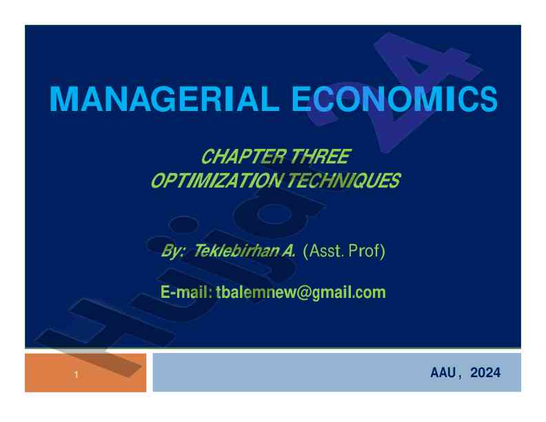 Optimization techniques in managerial economics