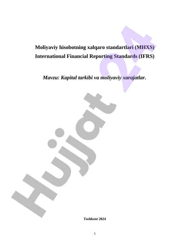 Kapital tarkibi va moliyaviy xarajatlar tahlili