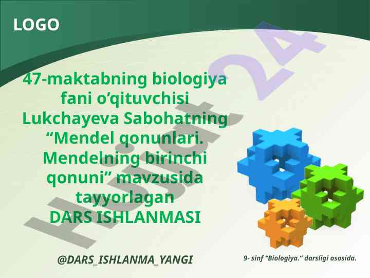 Mendel qonunlari dars ishlanmasi