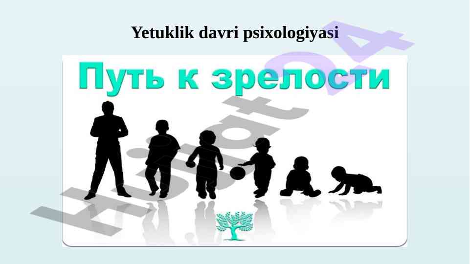 Yetuklik davri psixologiyasi va yoshlarning faoliyati