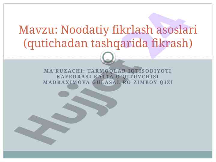 Noodatiy fikrlash asoslari va ta'lim jarayoni