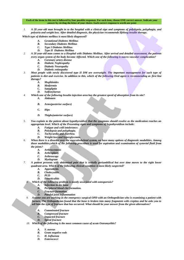 Qand shakariga doir test savollari