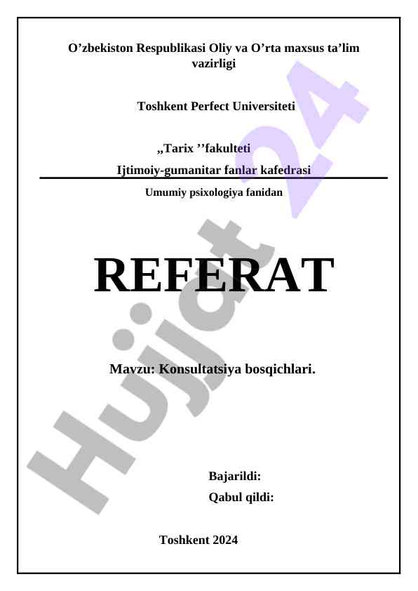 Konsultatsiya bosqichlari haqida referat