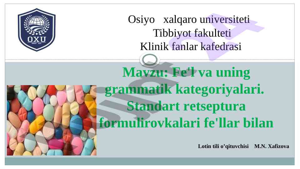Fе'l va uning grammatik katеgoriyalari