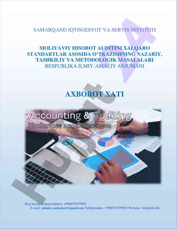Moliyaviy hisobot auditini xalqaro standartlar asosida o‘tkazish