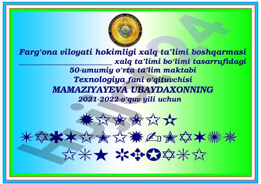Yillik taqvim-mavzu reja texnologiya fani 2021-2022