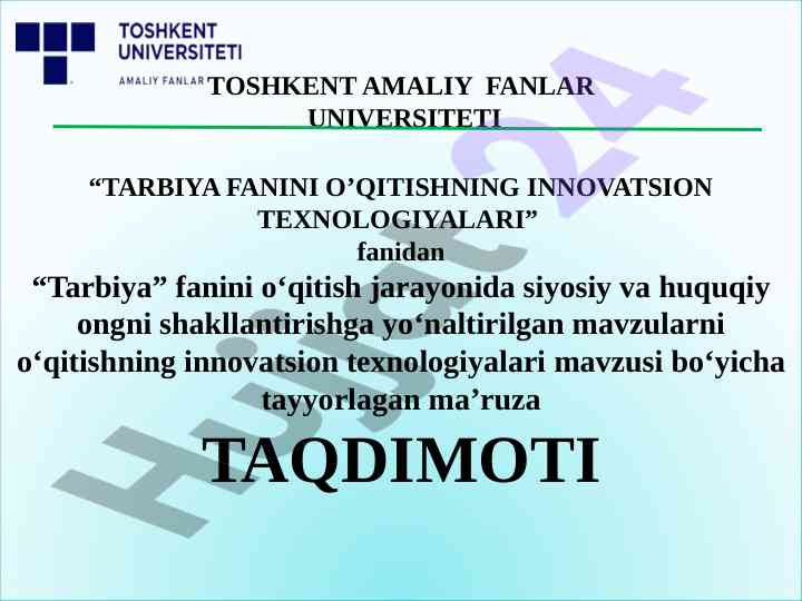 Innovatsion texnologiyalar bilan tarbiya o’qitish