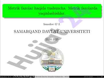 Metrik fazolar haqida tushuncha va misollar