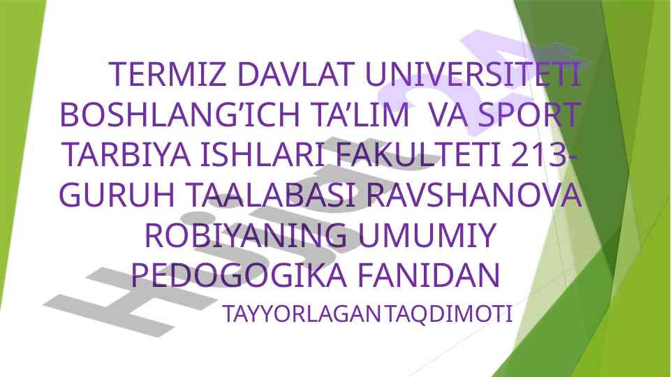 Umumi pedagogika fani taqdimoti