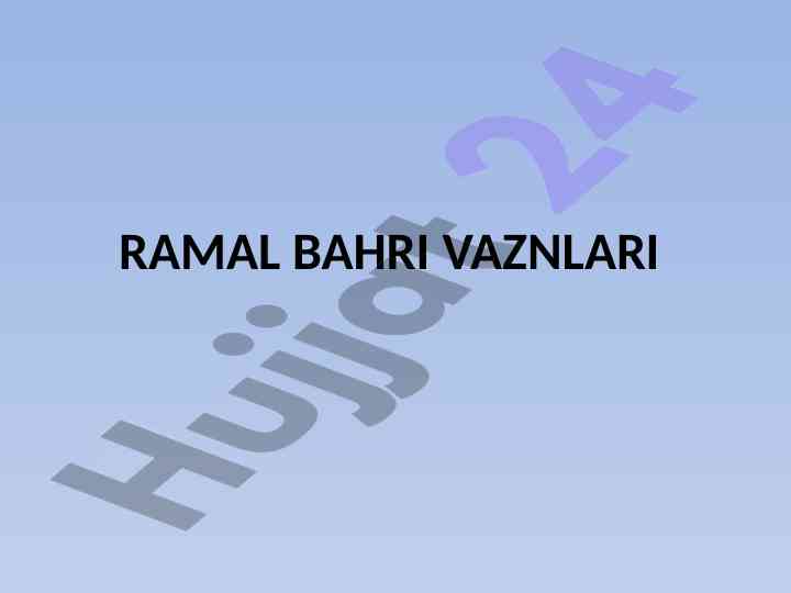 Ramal bahri vaznlari dars rejasi