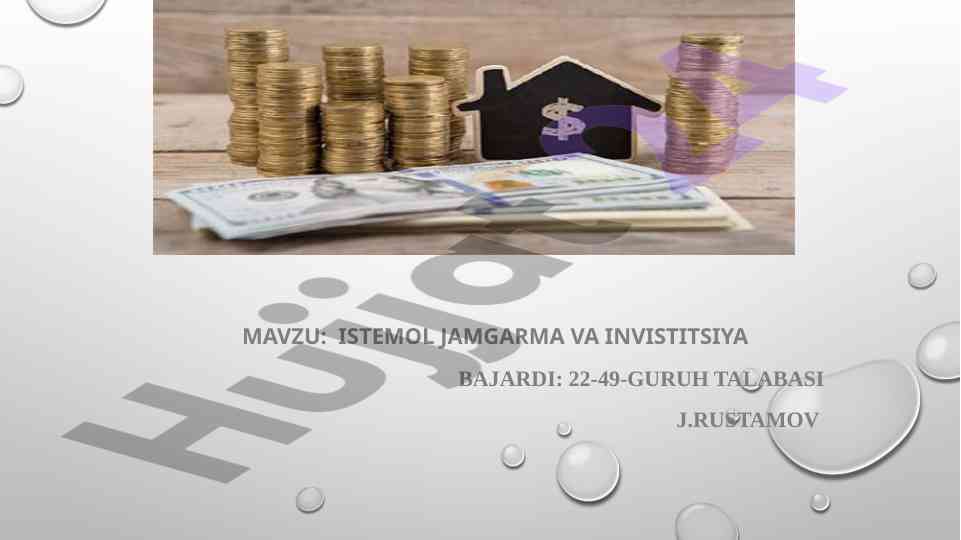 Iste'mol jamgarma va invistitsiya tahlili