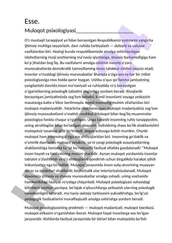Muloqot psixologiyasi va jamiyati