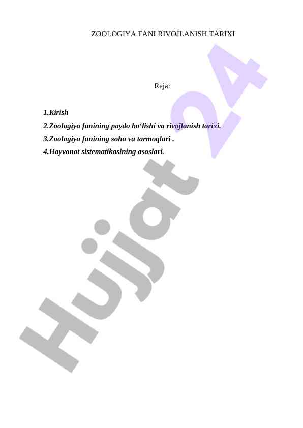 Zoologiya fanining rivojlanish tarixi va sistematikasi