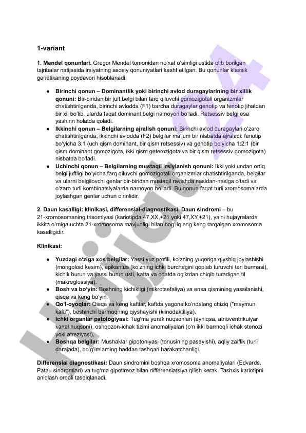 Mendel qonunlari va irsiyat nazariyasi
