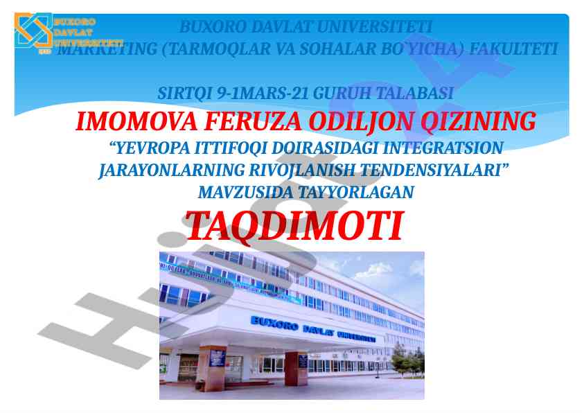 Yevropa ittifoqi integratsiya jarayonlari