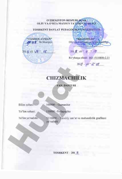 Toshlent davlat chizmachilik fan dasturi