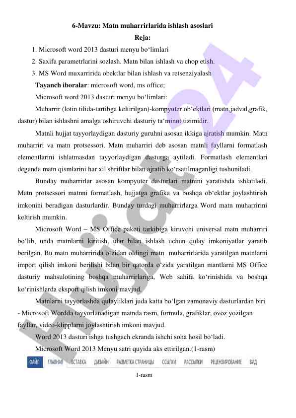 Matn muharrirlarida ishlash asoslari