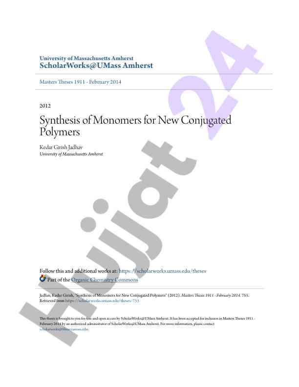 Synthesis of monomers for new conjugated polymers