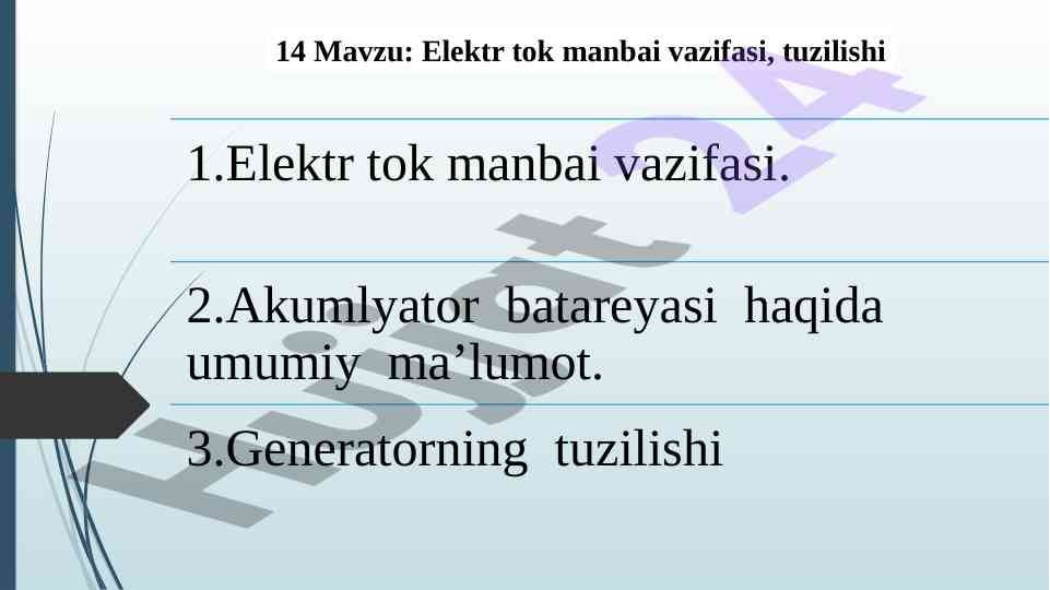 Akkumulator batareyasi va uning vazifalari