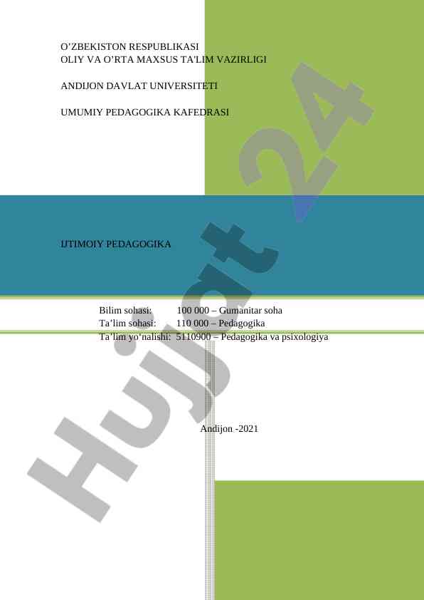 Umumiy pedagogika o‘quv-uslubiy majmua 2021