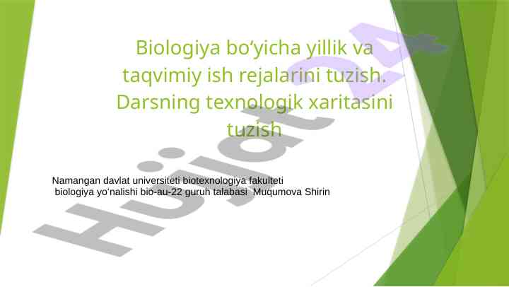 Biologiya yillik ish rejalari taqvimini tuzish