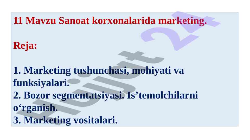 Sanoat korxonalarida marketing tushunchasi