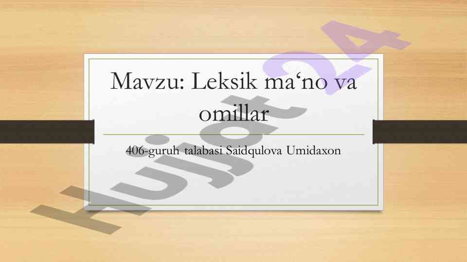 Leksik ma'nolar va omillarning tahlili