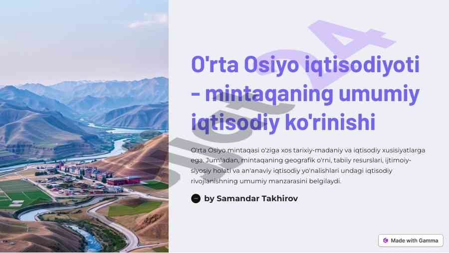 O'rta osiyo iqtisodiyoti va islom iqtisodiyoti