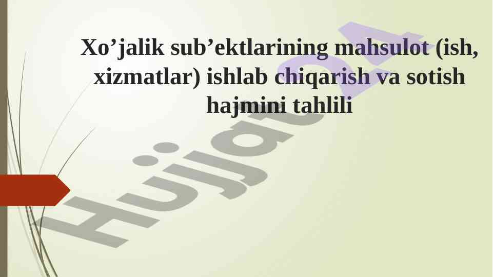 Mahsulot ishlab chiqarish va sotish hajmi tahlili