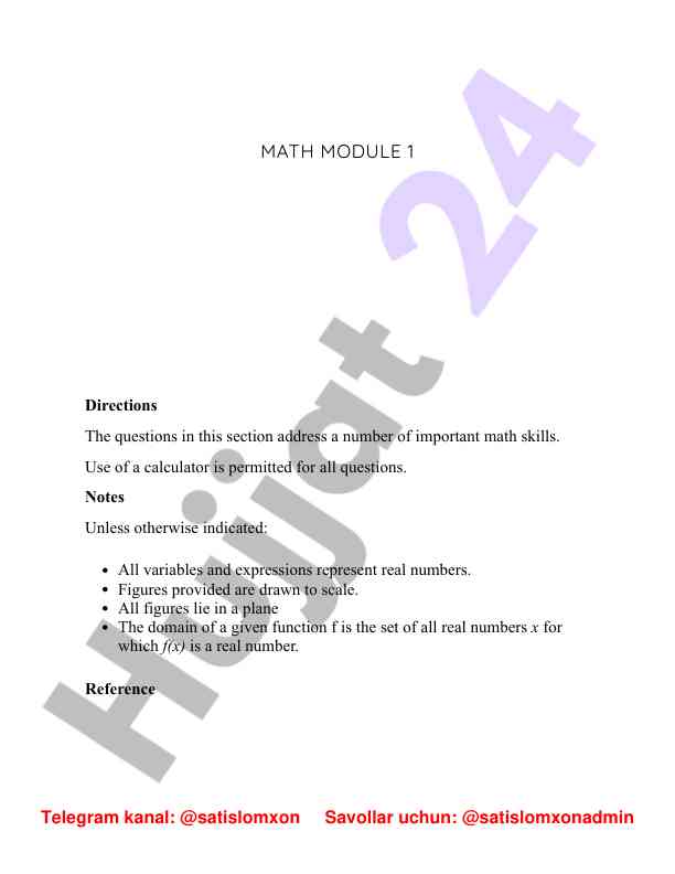 Math skills assessment module 1 questions