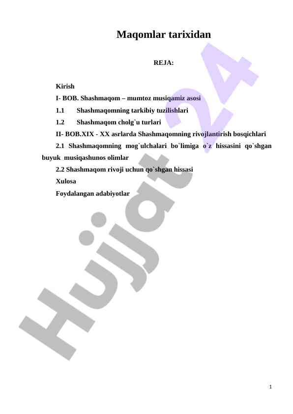 Maqomlar tarixi va shashmaqomning rivoji