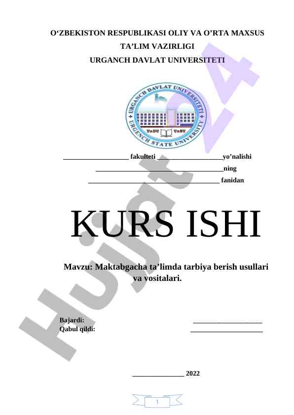 Maktabgacha ta’limda tarbiya berish usullari