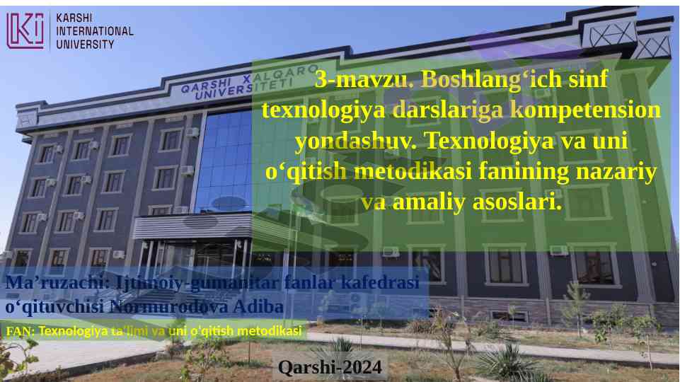 Boshlang‘ich sinf texnologiya darslari metodikasi