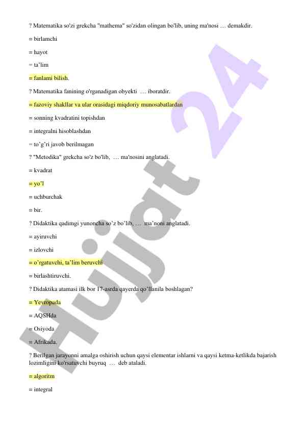 Matematika va didaktika fanlari asoslari