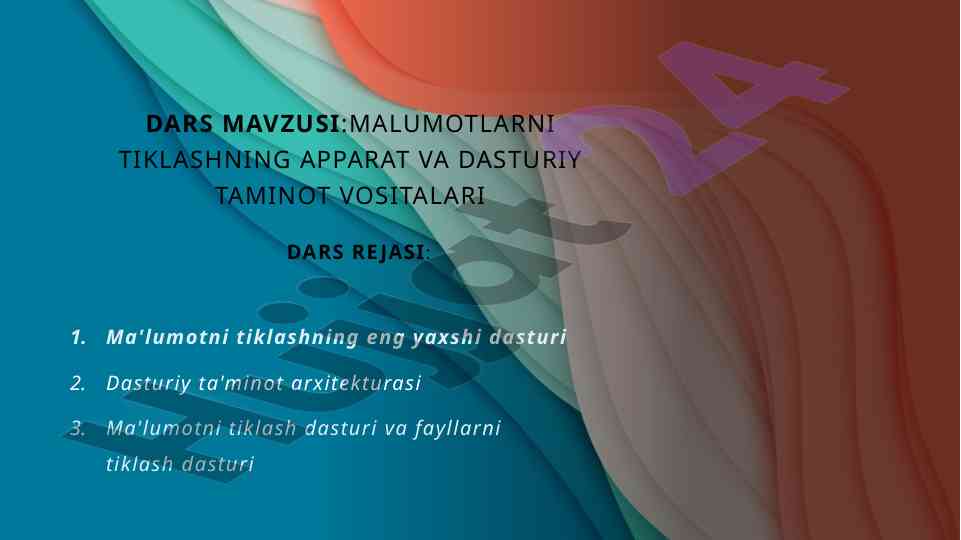 Ma'lumotlarni tiklashning dasturiy ta'minot vositalari