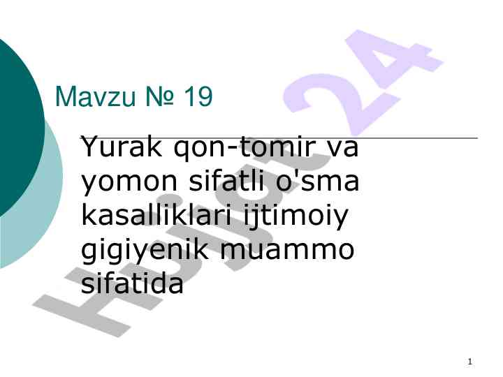 Yurak qon-tomir va yomon sifatli o'sma kasalliklari
