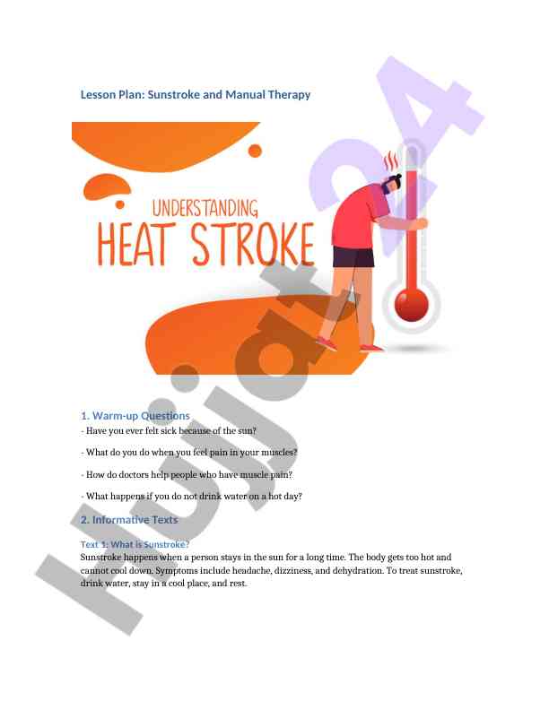 Sunstroke and manual therapy lesson plan