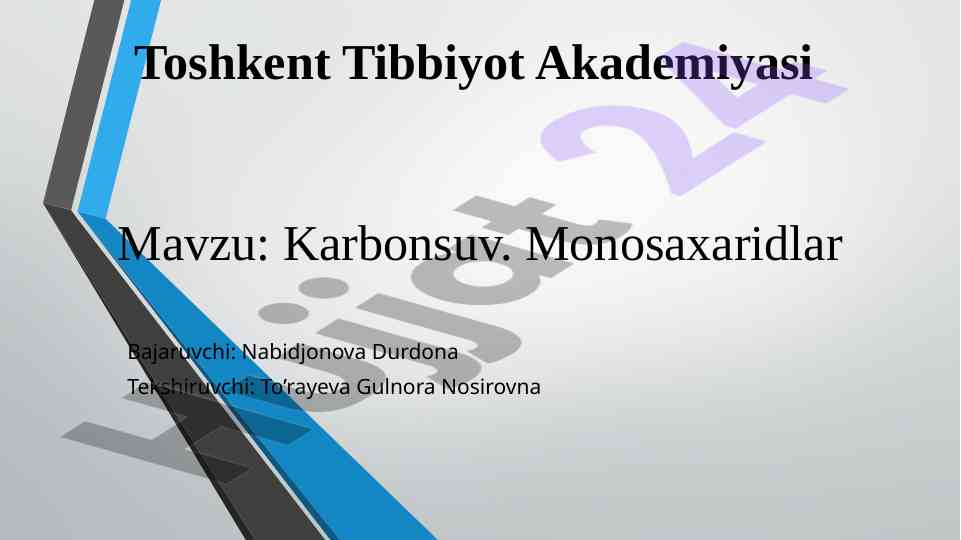 Karbonsuv va monosaxaridlar tahlili