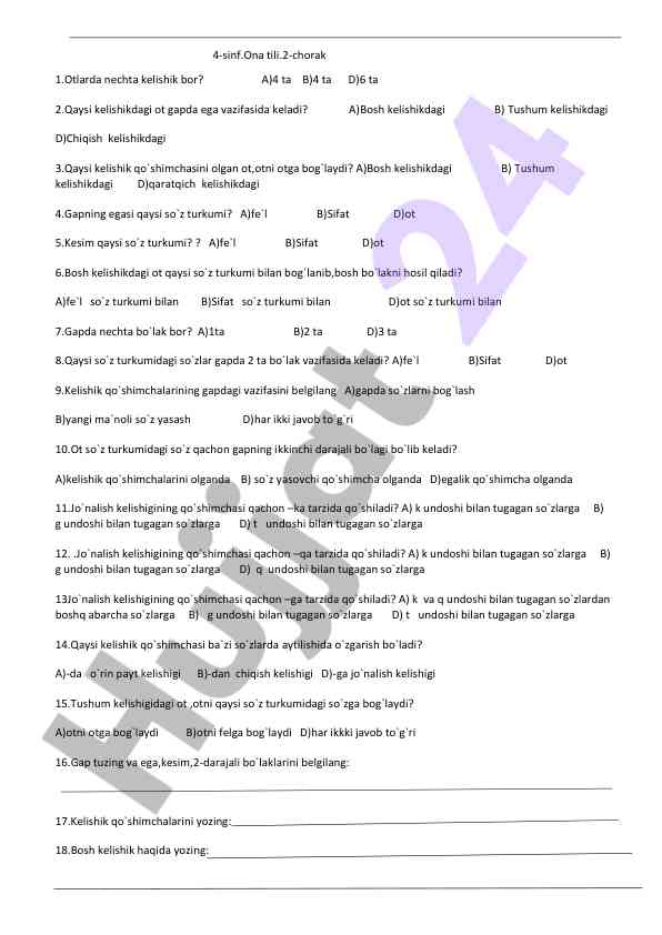 Otlarda kelishiklar va gap tahlili masalalari