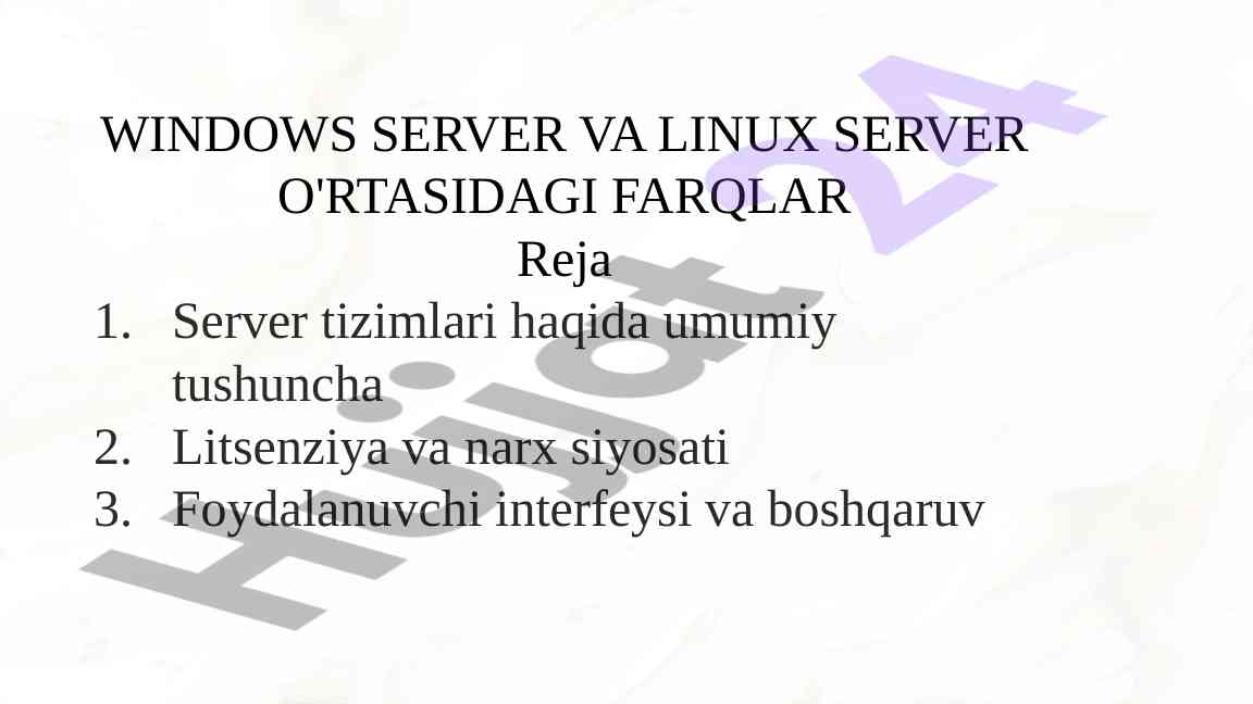 Windows server va linux server o'rtasidagi farqlar